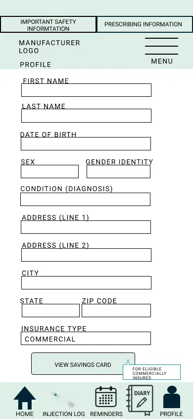 new profile page with insurance type
