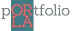 Logo with word portfolio. OR in portfolio is inside a box with LA forming Orla.